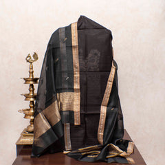 Black Chanderi Silk's Royal Weave