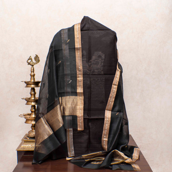 Black Chanderi Silk's Royal Weave