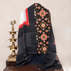 Handloom Cotton Ikkat Kurta Fabric, Handloom Cotton Bottom Fabric & Handloom Cotton Ikkat Dupatta
