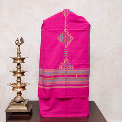 Handloom Kala Cotton Kurta Fabric With Mirror Work, Handloom Kala Cotton Bottom & Handloom Kala Cotton Designer Dupatta