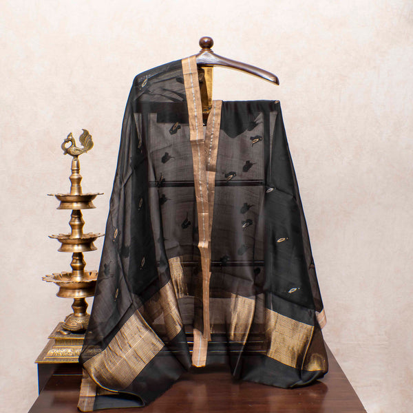Black Chanderi Silk's Royal Weave