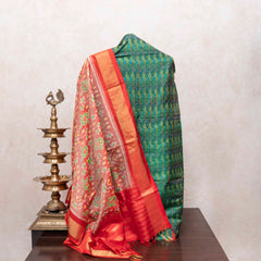 Regal Harmony Handloom Ikkat Raw Silk Kurta & Pochampally Mulberry Silk Dupatta Set