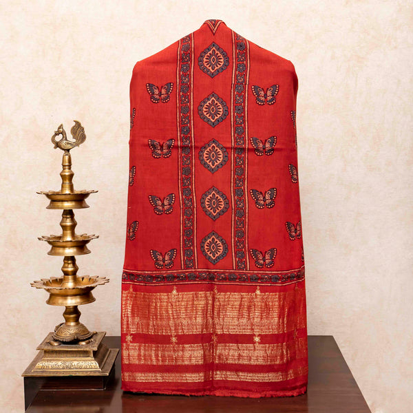 Handloom Kala Cotton Ajrakh Hand Block Kurta & Dupatta Fabric