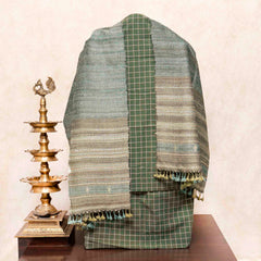 Handloom Kala Cotton Kurta, Bottom Fabric & Handloom Tussar Kutchi Weaved Stole