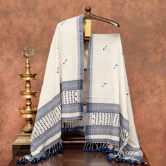 Handloom Kala Cotton Kurta Fabric With Mirror Work, Handloom Kala Cotton Bottom Fabric & Handloom Kala Cotton Dupatta With Mirror Work