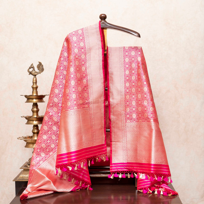 Handloom Handwoven Katan Silk Kurta - Bottom Fabric With Kadwa Weave & Handloom Katan Silk Banarsi Dupatta
