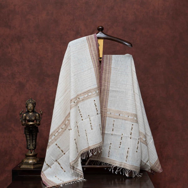 Handloom Kala Cotton with Tussar Weave Dupatta