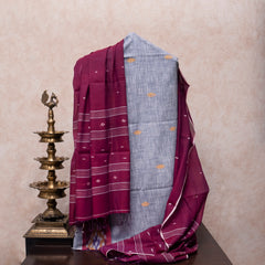 Jamdani Kurta With Ikkat Border & Handloom Jamdani Dupatta