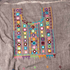 Handloom Cotton Gray Lambani Suit - Kurta & Bottom 5 Meters