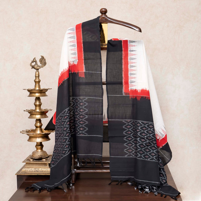 Handloom Cotton Ikkat Kurta Fabric, Handloom Cotton Bottom Fabric & Handloom Cotton Ikkat Dupatta