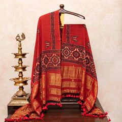 Handloom Kala Cotton Ajrakh Hand Block Kurta & Dupatta Fabric