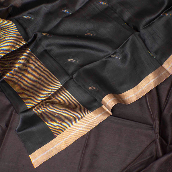 Black Chanderi Silk's Royal Weave