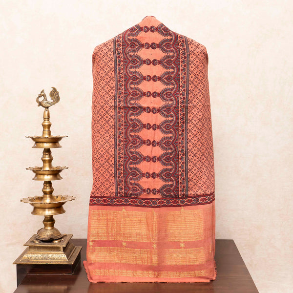 Handloom Kala Cotton Ajrakh Hand Block Kurta & Dupatta Fabric