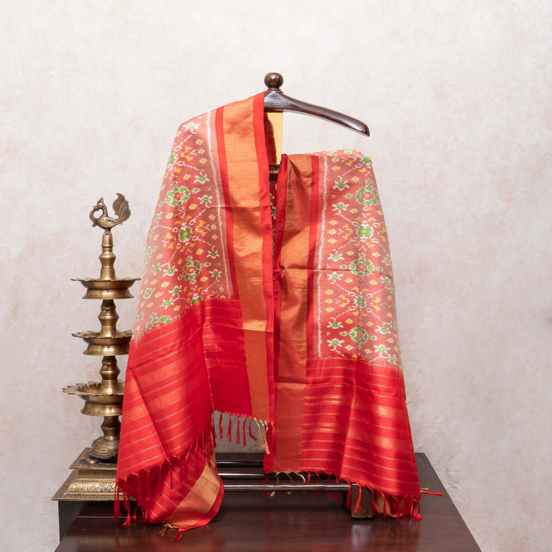 Regal Harmony Handloom Ikkat Raw Silk Kurta & Pochampally Mulberry Silk Dupatta Set