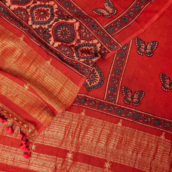 Handloom Kala Cotton Ajrakh Hand Block Kurta & Dupatta Fabric