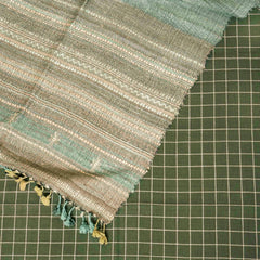 Handloom Kala Cotton Kurta, Bottom Fabric & Handloom Tussar Kutchi Weaved Stole