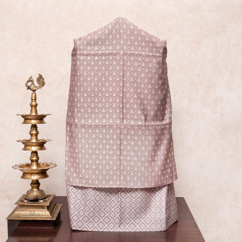 Handloom Muslin Cotton Light Brown Jamdani Suit fabric With Dupatta