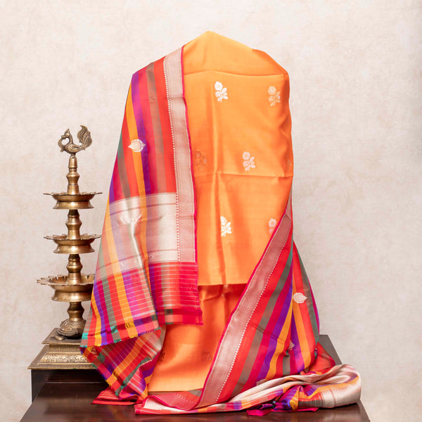 Handloom Handwoven Banarsi Katan Silk Kurta, Bottom Fabric With Kadwa Weave & Handloom Banarsi Katan Silk Dupatta