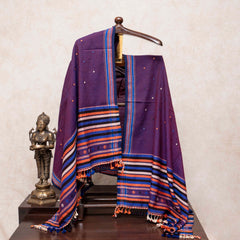 Handwoven Woollen Shawl With Hand Embroidery Mirror Work