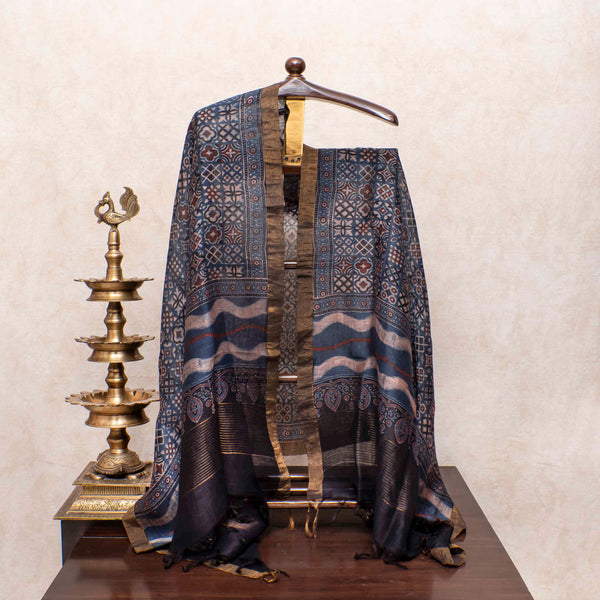 Ajrakh Ruhaniyat Linen Silk Set