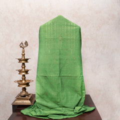 Lime Green Handloom Cotton Suit Set with Multicolour Checkered Kala Cotton Stole