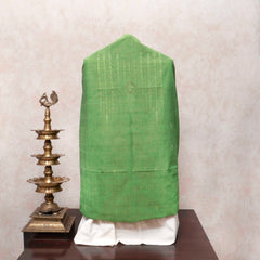 Lime Green Handloom Cotton Suit Set with Multicolour Checkered Kala Cotton Stole