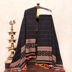 Handloom Kala Cotton Kurta Fabric With Mirror Work, Handloom Kala Cotton Bottom Fabric & Handloom Kala Cotton Dupatta With Mirror Work