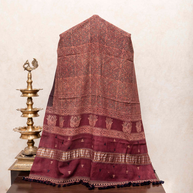 Ajrakh Sanskriti Handcrafted Wool Shawl