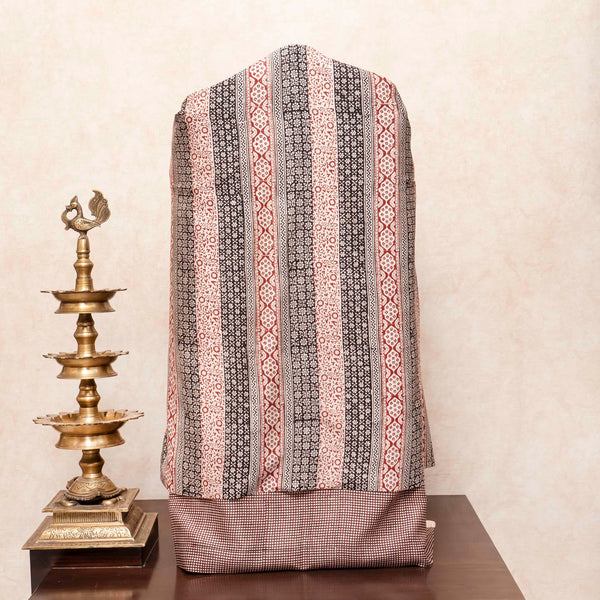 Maheshwari Silk Hand Block Bagh Print Kurta Fabric, Bottom Fabric & Maheshwari Silk Hand Block Bagh Print Dupatta