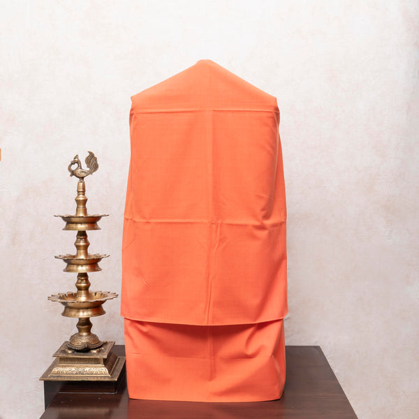 Elegant Handloom Cotton Kutchi Weave Suit Set – Rust Orange & Black Harmony