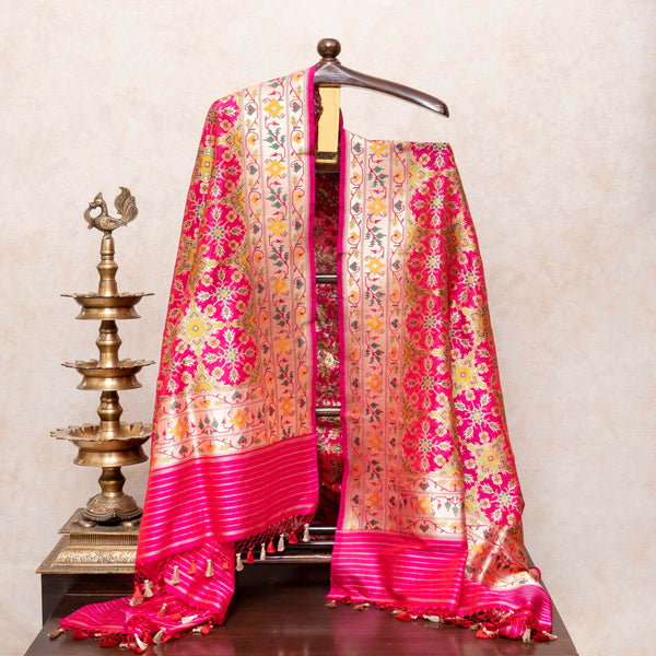 Handloom Muga Silk Kurta, Bottom Fabric & Handloom Banarsi Katan Silk Dupatta