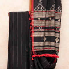 Handloom Kala Cotton Designer Saree With Tussar Weave & Kala Cotton Blouse Piece