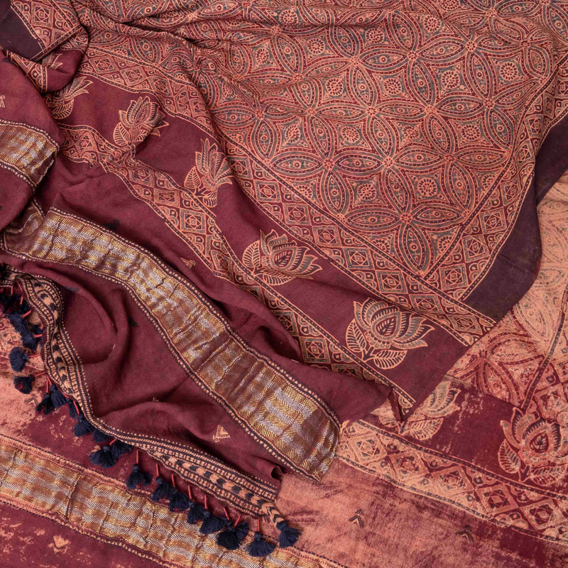 Ajrakh Sanskriti Handcrafted Wool Shawl