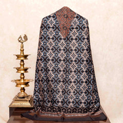 Hand Block Chanderi Ajrakh Kurta Fabric & Hand Block Chanderi Ajrakh Dupatta