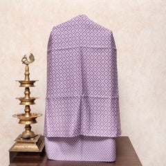 Handloom Muslin Cotton Lavender Jamdani Suit Fabric With Dupatta