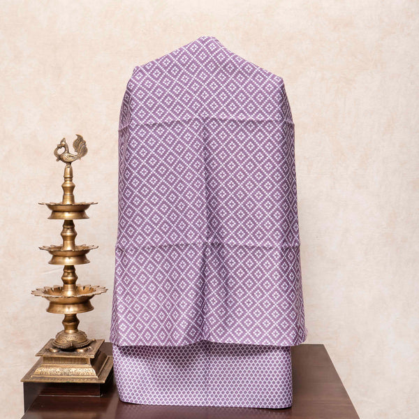 Handloom Muslin Cotton Lavender Jamdani Suit Fabric With Dupatta