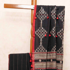 Handloom Kala Cotton Designer Saree With Tussar Weave & Kala Cotton Blouse Piece