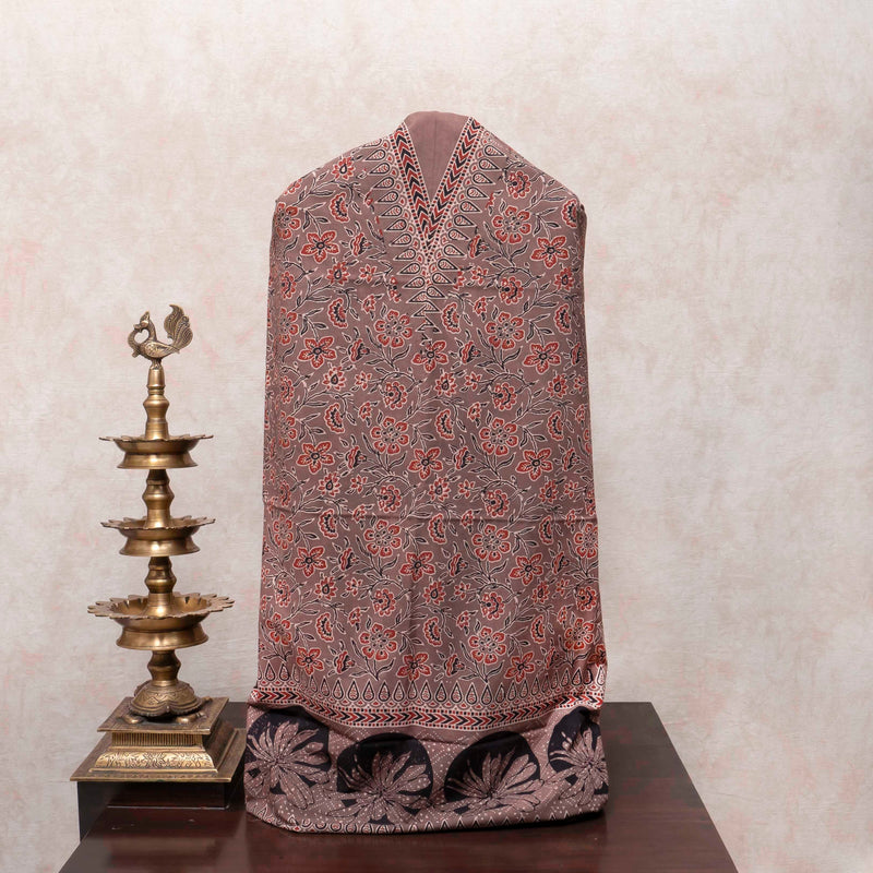 Elegant Earth-Tone Ajrakh Handblock Cotton Suit Set