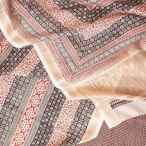 Maheshwari Silk Hand Block Bagh Print Kurta Fabric, Bottom Fabric & Maheshwari Silk Hand Block Bagh Print Dupatta