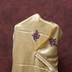 Mashru Silk Kurta Fabric With Kashmiri Hand Embroidery