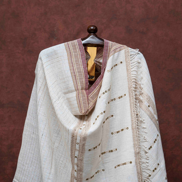 Handloom Kala Cotton with Tussar Weave Dupatta