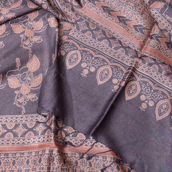 Ajrakh Handloom Pure Tussar Silk Kurta & Dupatta Set