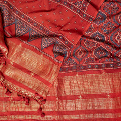 Handloom Kala Cotton Ajrakh Kurta Fabric Approx & Handloom Kala Cotton Ajrakh Dupatta