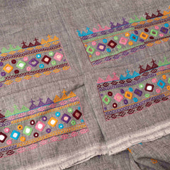 Handloom Cotton Gray Lambani Suit - Kurta & Bottom 5 Meters