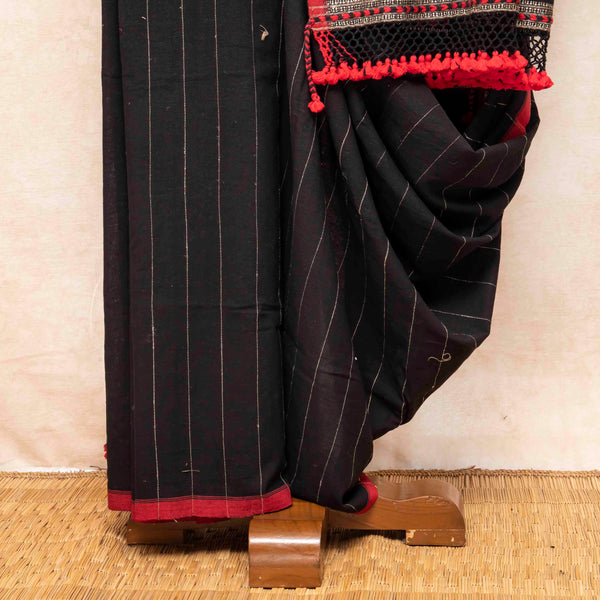 Handloom Kala Cotton Designer Saree With Tussar Weave & Kala Cotton Blouse Piece