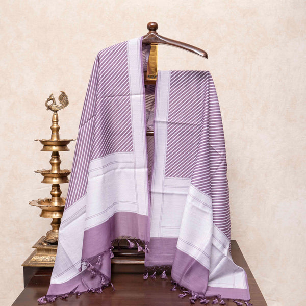 Handloom Muslin Cotton Lavender Jamdani Suit Fabric With Dupatta