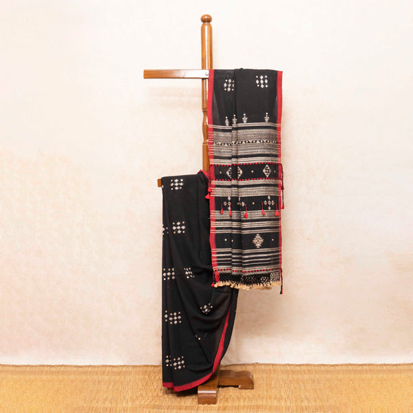 Handloom Kala Cotton Designer Saree With Tussar Weave & Kala Cotton Blouse Piece