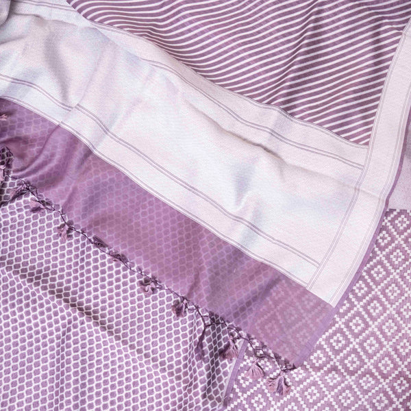 Handloom Muslin Cotton Lavender Jamdani Suit Fabric With Dupatta