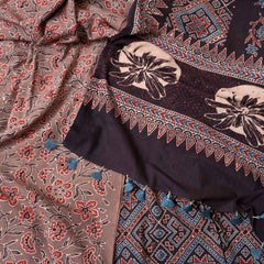 Elegant Earth-Tone Ajrakh Handblock Cotton Suit Set