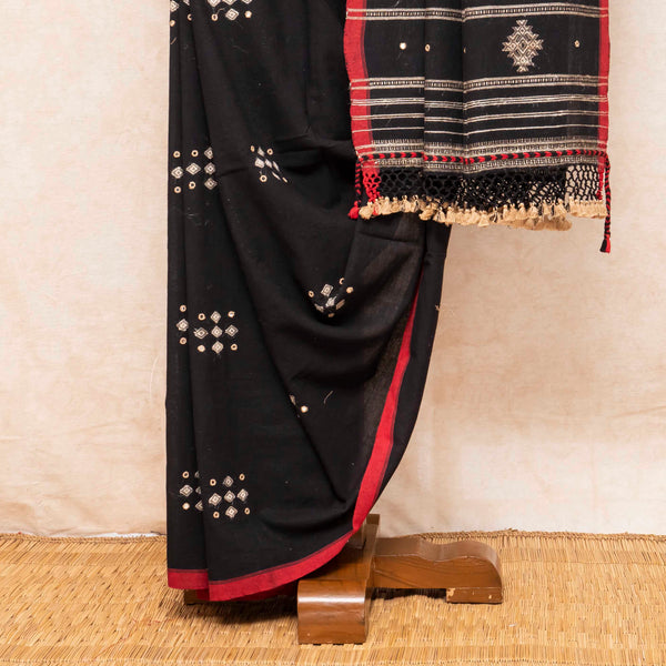 Handloom Kala Cotton Designer Saree With Tussar Weave & Kala Cotton Blouse Piece